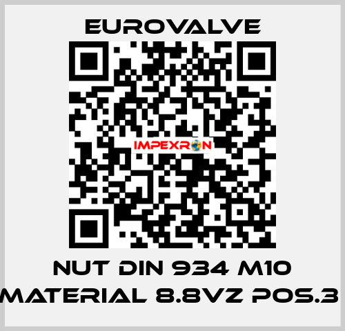 NUT DIN 934 M10 MATERIAL 8.8VZ POS.3  Eurovalve