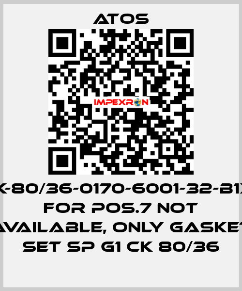 CK-80/36-0170-6001-32-B1X1 for Pos.7 not available, only gasket set SP G1 CK 80/36 Atos