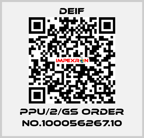 PPU/2/Gs ORDER No.100056267.10 Deif