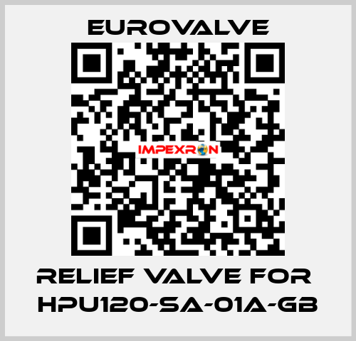 Relief valve for  HPU120-SA-01A-GB Eurovalve