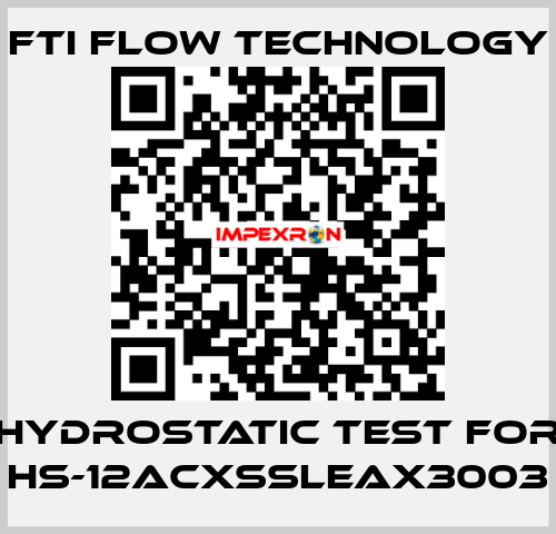 HYDROSTATIC TEST for HS-12ACXSSLEAX3003 Fti Flow Technology