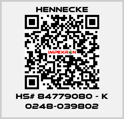 HS# 84779080 - K 0248-039802 Hennecke
