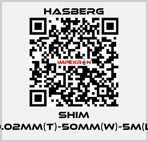 SHIM 0.02MM(T)-50MM(W)-5M(L) Hasberg