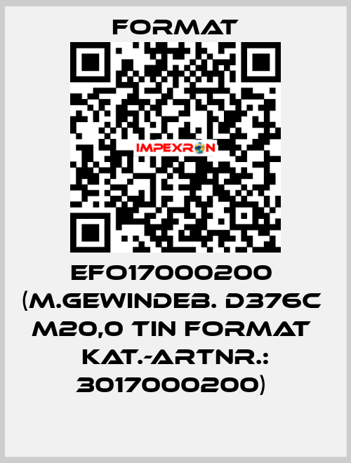 EFO17000200  (M.Gewindeb. D376C  M20,0 TiN FORMAT  Kat.-Artnr.: 3017000200)  Format