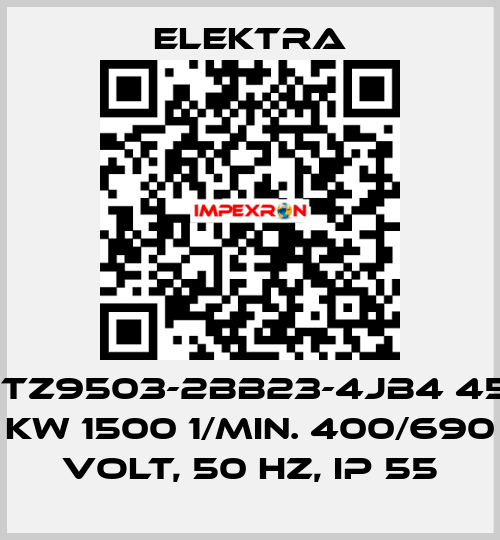 1TZ9503-2BB23-4JB4 45 kW 1500 1/min. 400/690 Volt, 50 Hz, IP 55 ELEKTRA