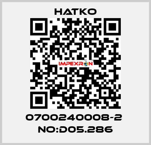 0700240008-2  No:D05.286 Hatko