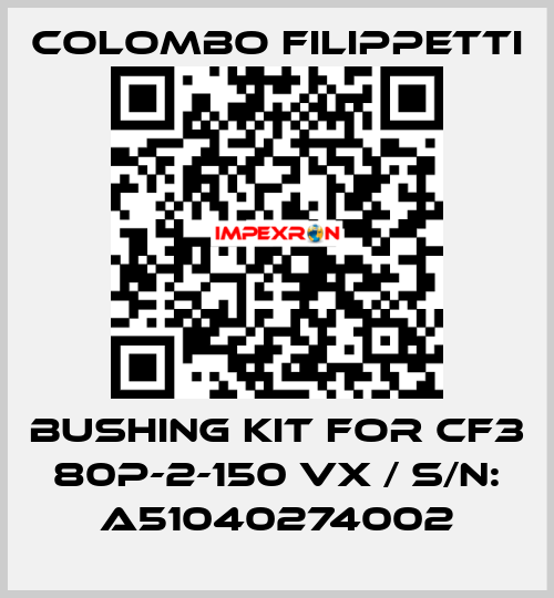 BUSHING KIT FOR CF3 80P-2-150 VX / S/N: A51040274002 Colombo Filippetti