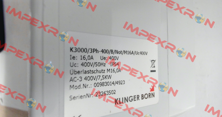 0098.3014 K3000/3Ph-400V/B/Not-Halt/MxA/Uc400V Klinger Born