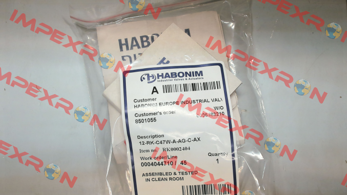 6000003258- Type: 12-RK-C47W-A-AG-C-AX Habonim