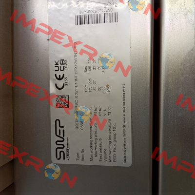 B25THx60/1P-SC-S 2X1 / PN: 13847-060 Swep