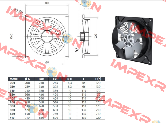Axial fan VN-Wall ER 404 T - 0.18 kW  ELEKTROVENT