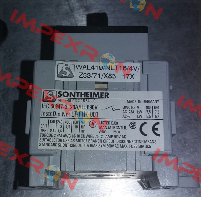 WAL419/NLT16/4V /Z33/71/X83  Sontheimer