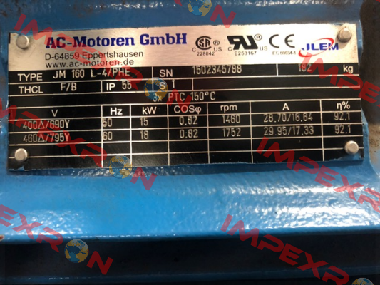 JM 160 L-4/PHE REPLACED BY ACM160L4/PHE AC Motoren