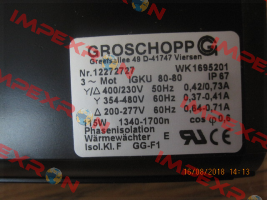 Typ: IGKU 80-80 (Getribe Z20 i=375:1) Groschopp