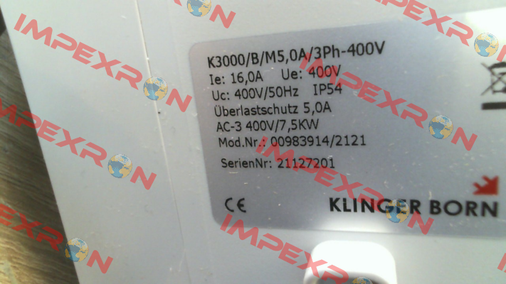0098.3914 / K3000/B/Mx,xA/3Ph-400V Klinger Born
