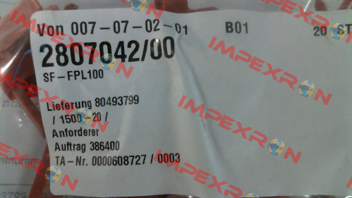 P/n: 2807042/00, Type: SF-FPL100 Vahle