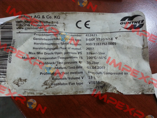 S-GDF 031C/57-E obsolete/replaced by GASC RX 031.1/4-70.E-1846294P  Guntner