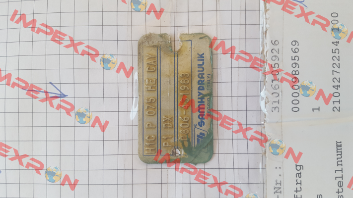 H1C P 075 HE CAY P1 DX / 0806-431983 - obsolete, replaced by SH11C P 075 ME OD CAY FP2 DX V  Sam Hydraulik
