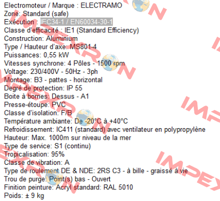 IEC34-1 / EN60034-30-1  Electramo